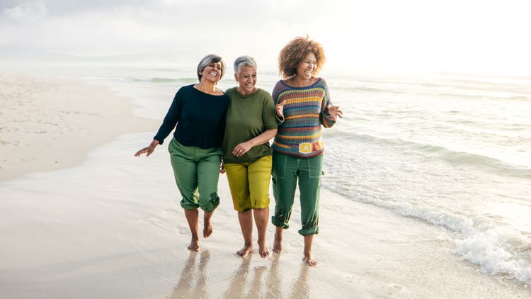 women on beach